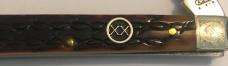 New In Original Box Case Dark Amber Bone Barbed Wire  Seahorse with Scrol