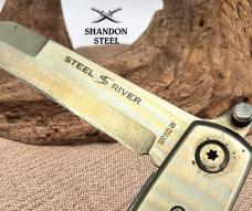 Steel River Pocket Knife SR102-W Stainless Blade Belt Clip Wood handle (183)