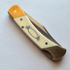 Vintage 1982 Schrade USA SC507 Scrimshaw Bighorn Ram Lockback Knife CIB Sheath