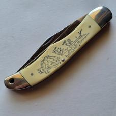 Vintage 1979 Schrade USA SC508 Scrimshaw Grizzly Bear Knife CIB Box Sheath