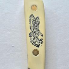 Vintage 1983 Schrade USA SC509 Scrimshaw Eagle Fixed Blade Knife CIB Sheath Box