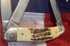 Case xx 2001 Sowbelly Stockman (Mdl# VTB6339 SS) w/ Vintage Bone Handles + Scrolled Bolsters -NOS