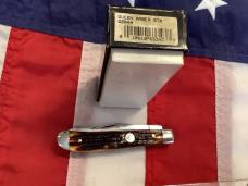 Queen Cutlery Full Trapper (#19) w/ Sweet Amber Stag Bone Handles -NOS in orig box