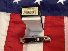 Queen Cutlery Full Trapper (#19) w/ Sweet Amber Stag Bone Handles -NOS in orig box
