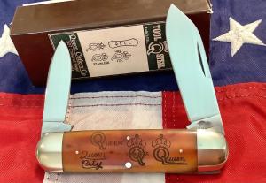 Queen Cutlery Dan Burke 65 Baby Sunfish w Great Bone Handles -NOS in orig box