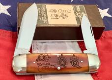 Queen Cutlery Dan Burke (#65) Baby Sunfish w/ Great Bone Handles -NOS in orig box
