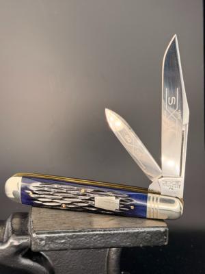 Rare Beautiful Schatt and Morgan Keystone Series Blue Jigged Bone English Jack 1 of 600