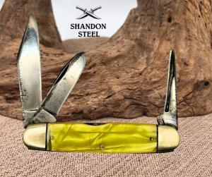Vintage Wards Pocket Knife Cracked Ice Handles 3 Blade Stockman Knife 102