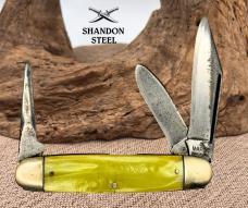 Vintage Wards Pocket Knife Cracked Ice Handles 3 Blade Stockman Knife (102)