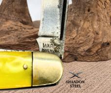 Vintage Wards Pocket Knife Cracked Ice Handles 3 Blade Stockman Knife (102)