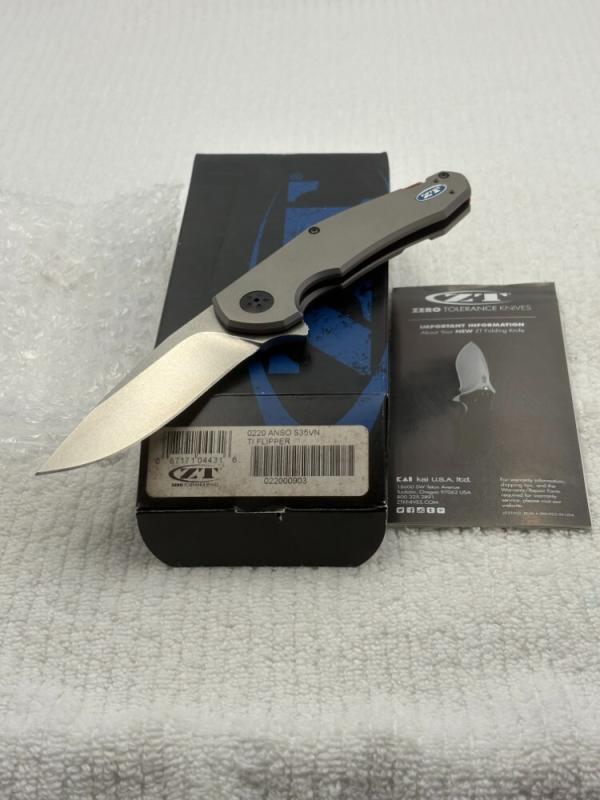 Zero Tolerance ZT 0220 Anso S35VN TI Flipper New In Box Discontinued