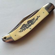 Vintage 1976 Schrade USA 260SC Scrimshaw American Eagle Folding Hunter Knife CIB