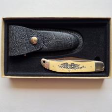 Vintage 1976 Schrade USA 260SC Scrimshaw American Eagle Folding Hunter Knife CIB