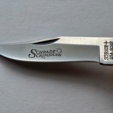 Vintage 1982 Schrade USA SC507 Scrimshaw Bighorn Ram Lockback Knife CIB Sheath