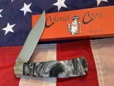 Colonel Coon Large Mountain Man Lockback Hunting Knife w/  Prater Coon Stripe Handles +Orig Box