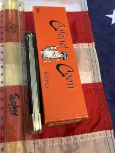 Colonel Coon Large Mountain Man Lockback Hunting Knife w/  Prater Coon Stripe Handles +Orig Box