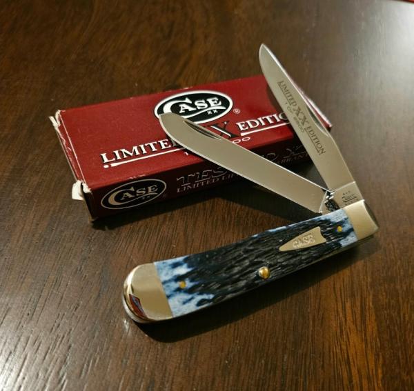 2002 Case XX Limited Edition Mediterranean Blue Bone Trapper 1 of 2500 2002 Case XX Limited Edition Mediterranean Blue Bone Trapper 1 of 2500