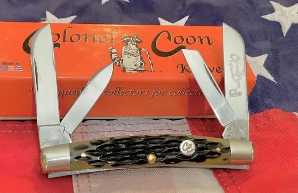 Colonel Coon (by Queen) Congress Pocket Knife w/ Nice Black Cherry Bone Handles -NOS & 1 of 400 Colonel Coon (by Queen) Congress Pocket Knife w/ Nice Black Cherry Bone Handles -NOS & 1 of 400
