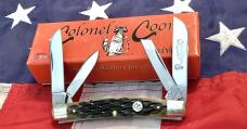 Colonel Coon (by Queen) Congress Pocket Knife w/ Nice Black Cherry Bone Handles -NOS & 1 of 400