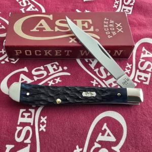 2026 Case Pocket Worn Slimline Trapper 61048 SS Beautiful Mediterranean Blue Bone handles NIB