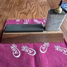 Vintage W.R. Case & Sons Knife Dealer Display Sharpening Stone & Oil Can. 