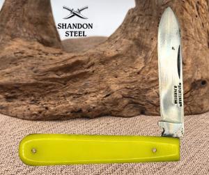 Swell End Jack Folding Pocket Knife 325quot Closed Yellow Handle Pen Blade 176
