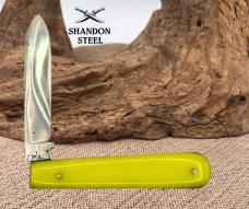 Swell End Jack Folding Pocket Knife 3.25" Closed Yellow Handle Pen Blade (176)