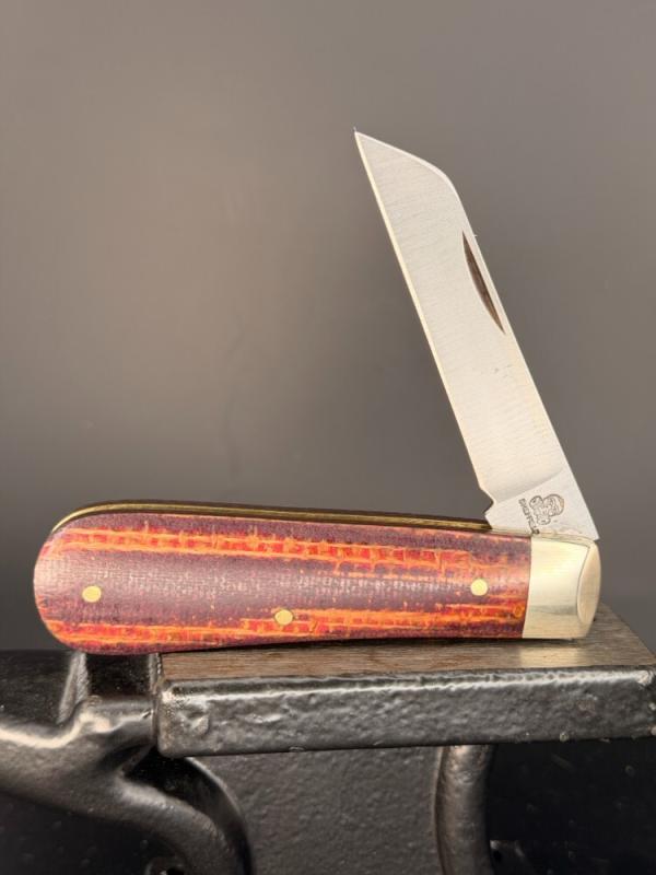 Rare Sheffield USA Twisted Assisted Lambsfoot in PB&J Burlap Micarta Rare Sheffield USA Twisted Assisted Lambsfoot in PB&J Burlap Micarta