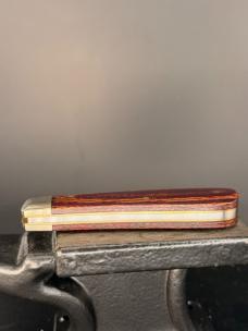 Rare Sheffield USA Twisted Assisted Lambsfoot in PB&J Burlap Micarta 