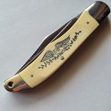 Vintage 1976 Schrade USA 260SC Scrimshaw American Eagle Folding Hunter Knife CIB
