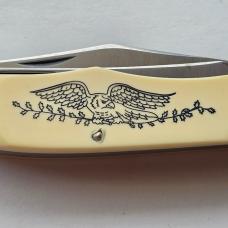 Vintage 1976 Schrade USA 260SC Scrimshaw American Eagle Folding Hunter Knife CIB