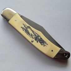 Vintage 1976 Schrade USA 260SC Scrimshaw American Eagle Folding Hunter Knife CIB