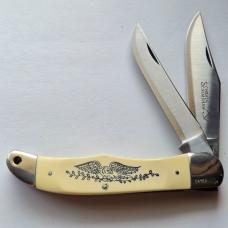 Vintage 1976 Schrade USA 260SC Scrimshaw American Eagle Folding Hunter Knife CIB
