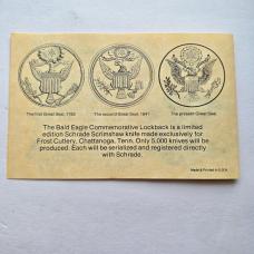 Vintage 1982 Schrade USA LB5 Bald Eagle Commemorative Lockback Knife CIB Box Sheath