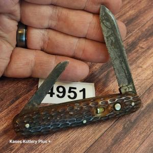 Antique Schrade Cut Co Switch Blade Knife Made In USA 375quot Closed Bone CS