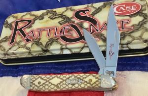 2008 Case Peanut MDL 6220 SS w Great quotRattle Snakequot Bone Handles -NOS in box Tin