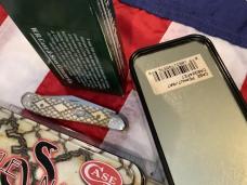 2008 Case Peanut (MDL# 6220 SS) w/ Great "Rattle Snake" Bone Handles -NOS in box +Tin