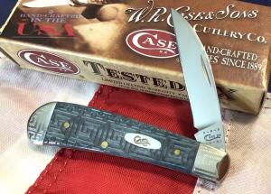 Case xx 2010 TB Sway Back Gent Knife mdl 61117 SS w Unique Meredian Blue Bone Handles -NOS