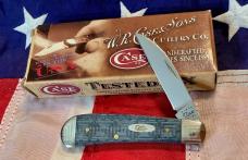 Case xx 2010 TB Sway Back Gent Knife (mdl# 61117 SS) w/ Unique Meredian Blue Bone Handles -NOS