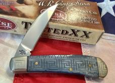 Case xx 2010 TB Sway Back Gent Knife (mdl# 61117 SS) w/ Unique Meredian Blue Bone Handles -NOS