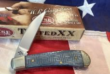 Case xx 2010 TB Sway Back Gent Knife (mdl# 61117 SS) w/ Unique Meredian Blue Bone Handles -NOS