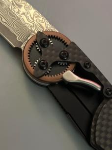 MANTIS KNIVES LEVER actuated GEAR driven Damascus
