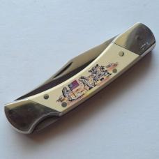Vintage Schrade USA The Eagle Has Landed Apollo 11 Scrimshaw Knife CIB Box Sheath