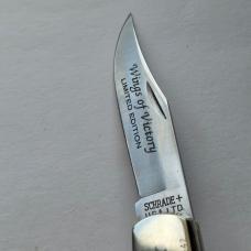 Vintage Schrade USA Wings of Victory P-51 Mustang Scrimshaw Knife CIB Box Sheath