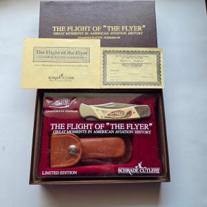 Vintage Schrade USA Flight of the Flyer Wright Brothers Scrimshaw Knife CIB Box