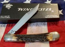 1988 Winchester Large Trapper Knife (Mdl# 1950) Riffle Shield Series w/ Slab Stag Handles -NOS