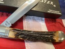 1988 Winchester Large Trapper Knife (Mdl# 1950) Riffle Shield Series w/ Slab Stag Handles -NOS