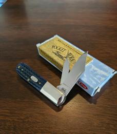 2000 Case XX Pocket Worn Navy Blue Bone Barlow