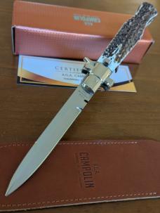 AGA CAMPOLIN SINGLE BOLSTER STAG "BLACK WIDOW" 11"- 28CM 5MM BLADE MANIAGO ITALY FREE SHIPPING! 