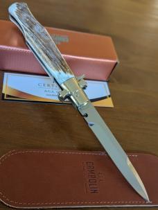 AGA CAMPOLIN SINGLE BOLSTER STAG "BLACK WIDOW" 11"- 28CM 5MM BLADE MANIAGO ITALY FREE SHIPPING! 